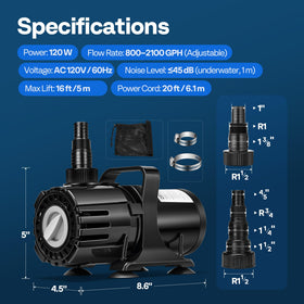 VIVOHME suction cups secure stable placement on pond or tank surfaces.
