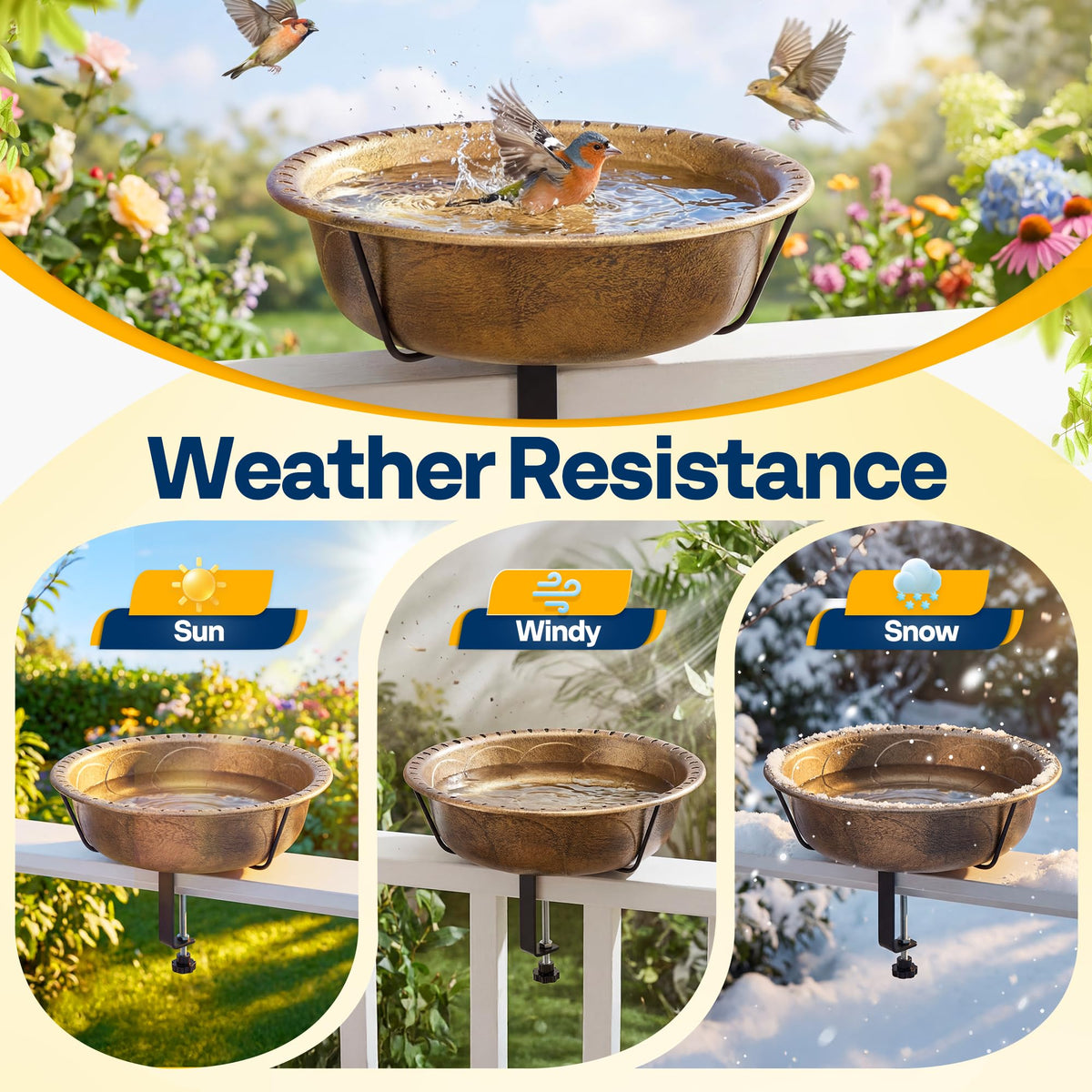 VIVOHOME rust-resistant metal frame prevents wobble when birds land
