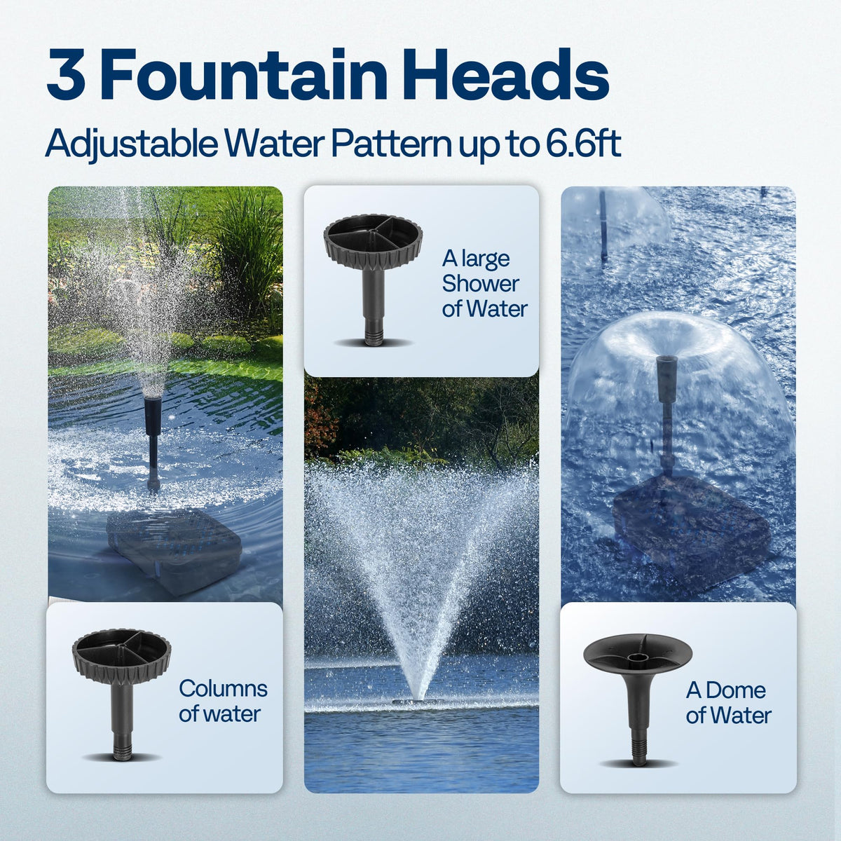 VIVOHOME three fountain heads, customize water patterns for visual appeal