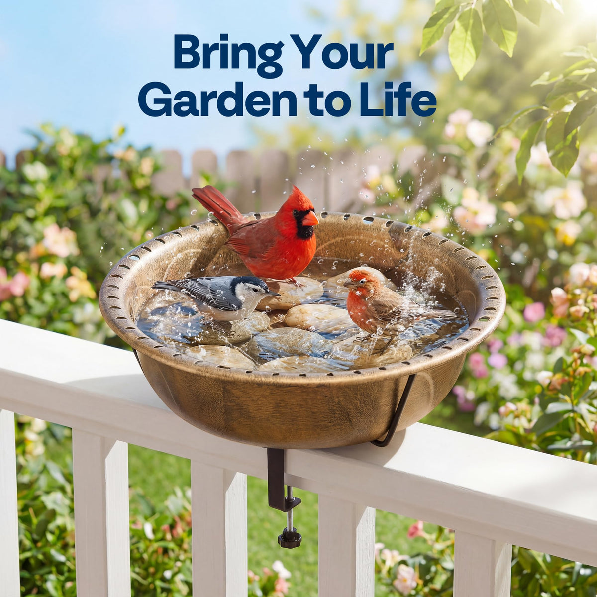 VIVOHOME weather-resistant ABS bird bath keeps water clean through seasons