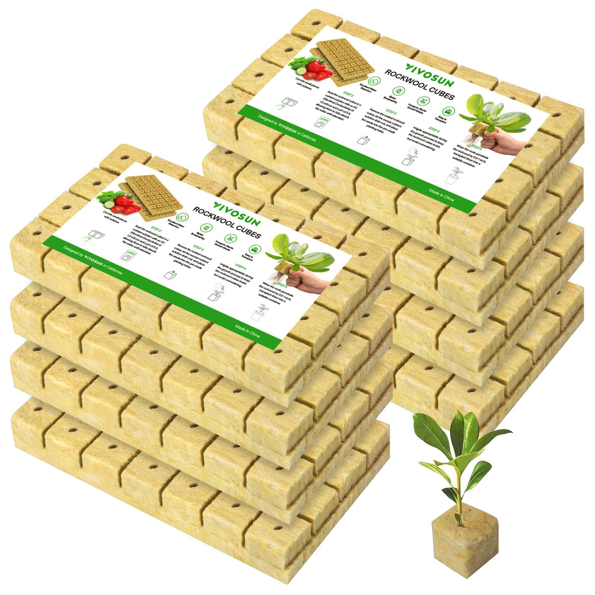 VIVOSUN 1.6 inch rockwool cubes ready for hydroponic propagation