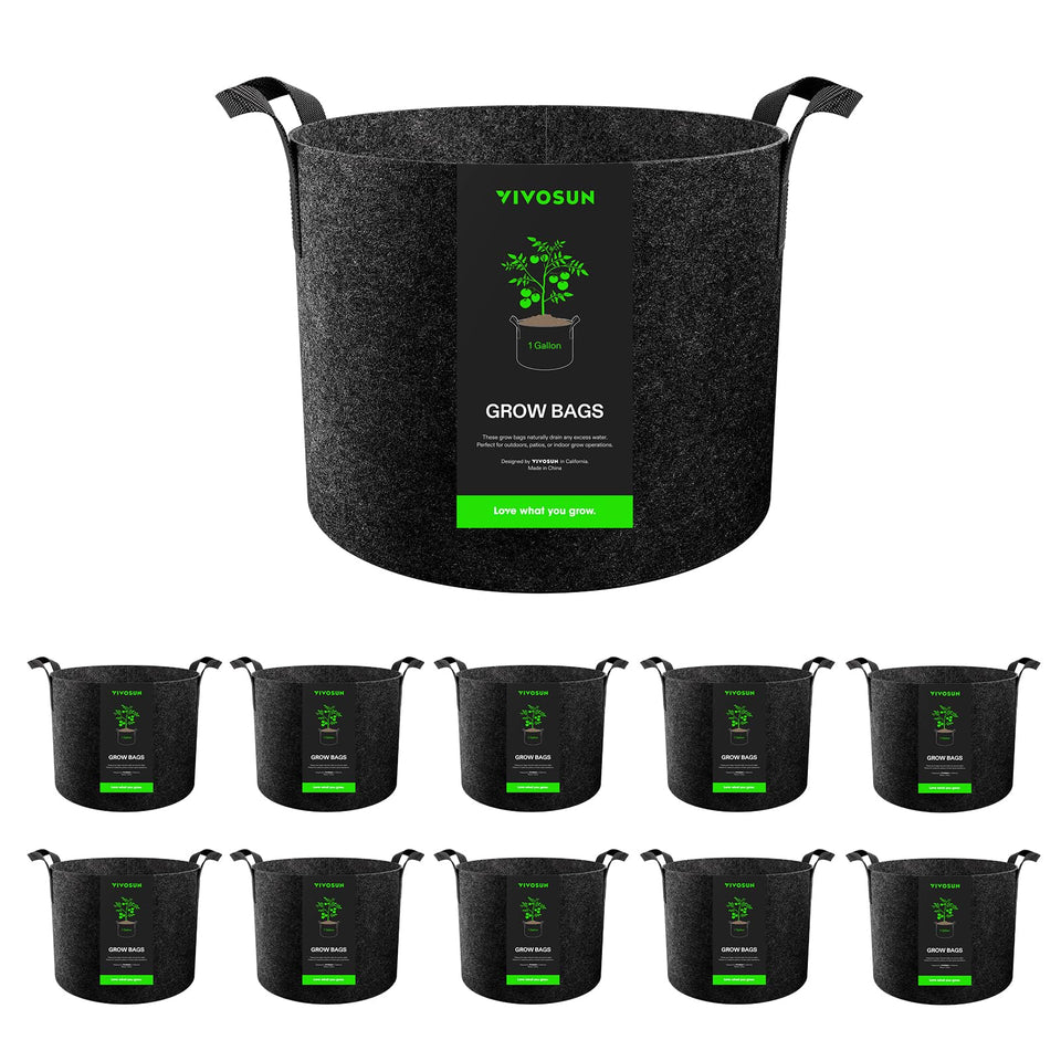 VIVOSUN 10-pack grow bags hero view shows sturdy fabric for flexible gardening