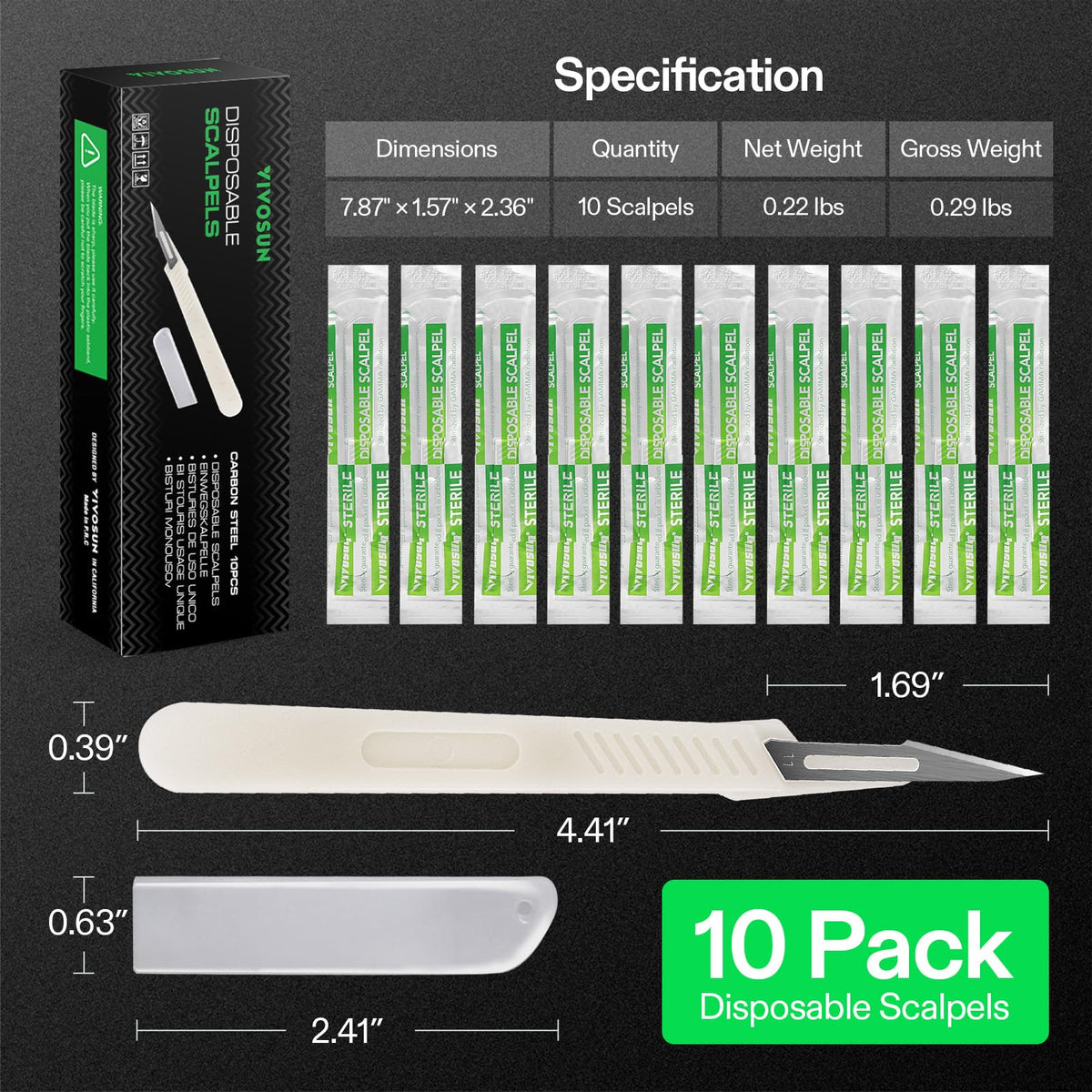 VIVOSUN blade with built-in 6-cm ruler for precise sizing.