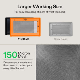 VIVOSUN 150-micron screen trimming tray shows fine mesh for reduced waste.