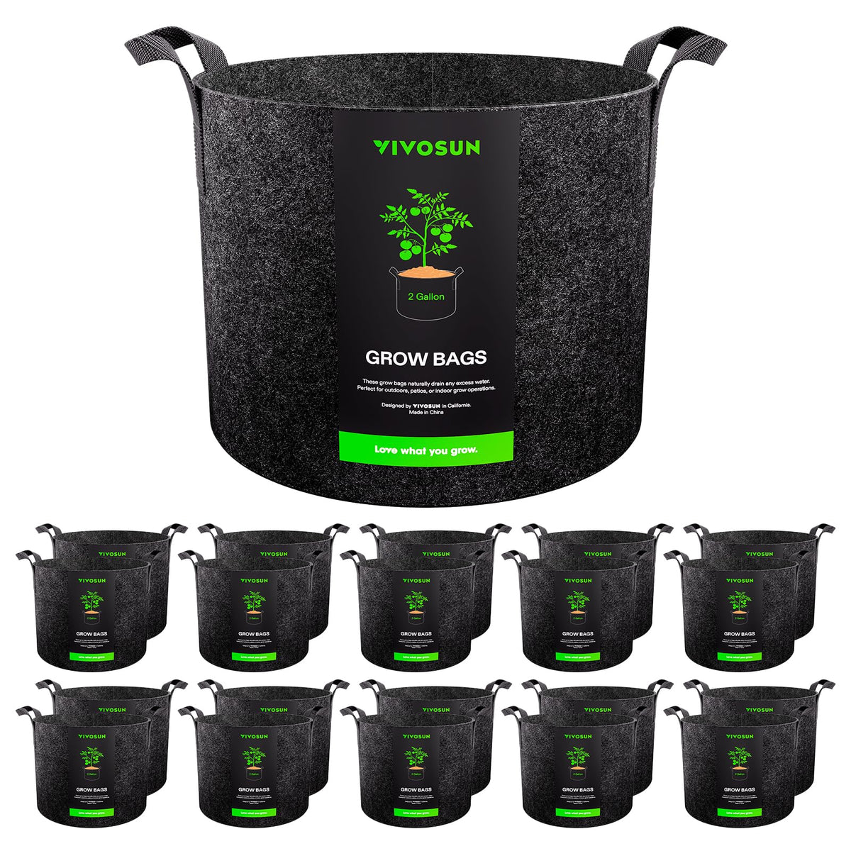 VIVOSUN 20-pack 2-gallon grow bags for portable container gardening