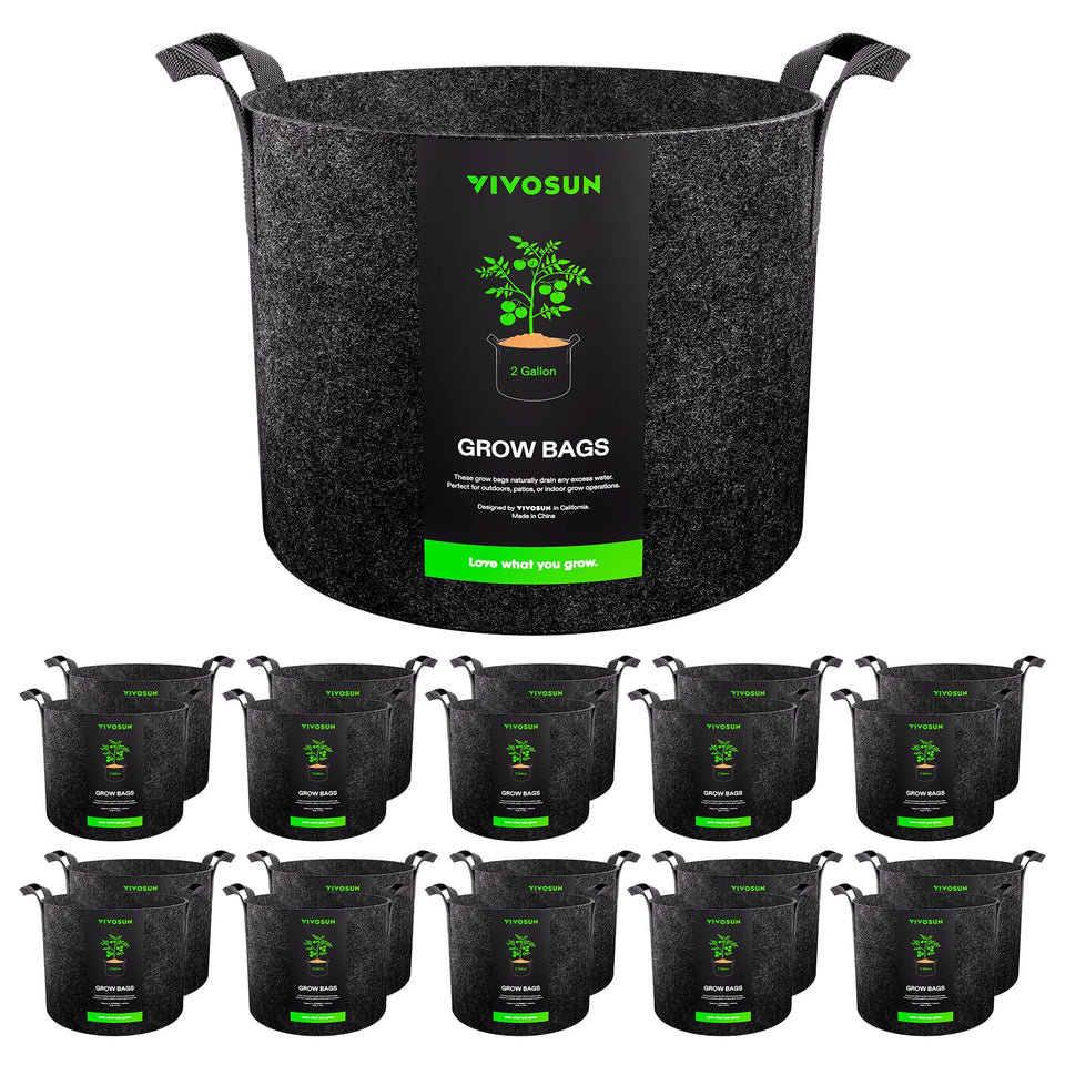 VIVOSUN 20-pack 2-gallon grow bags for portable container gardening