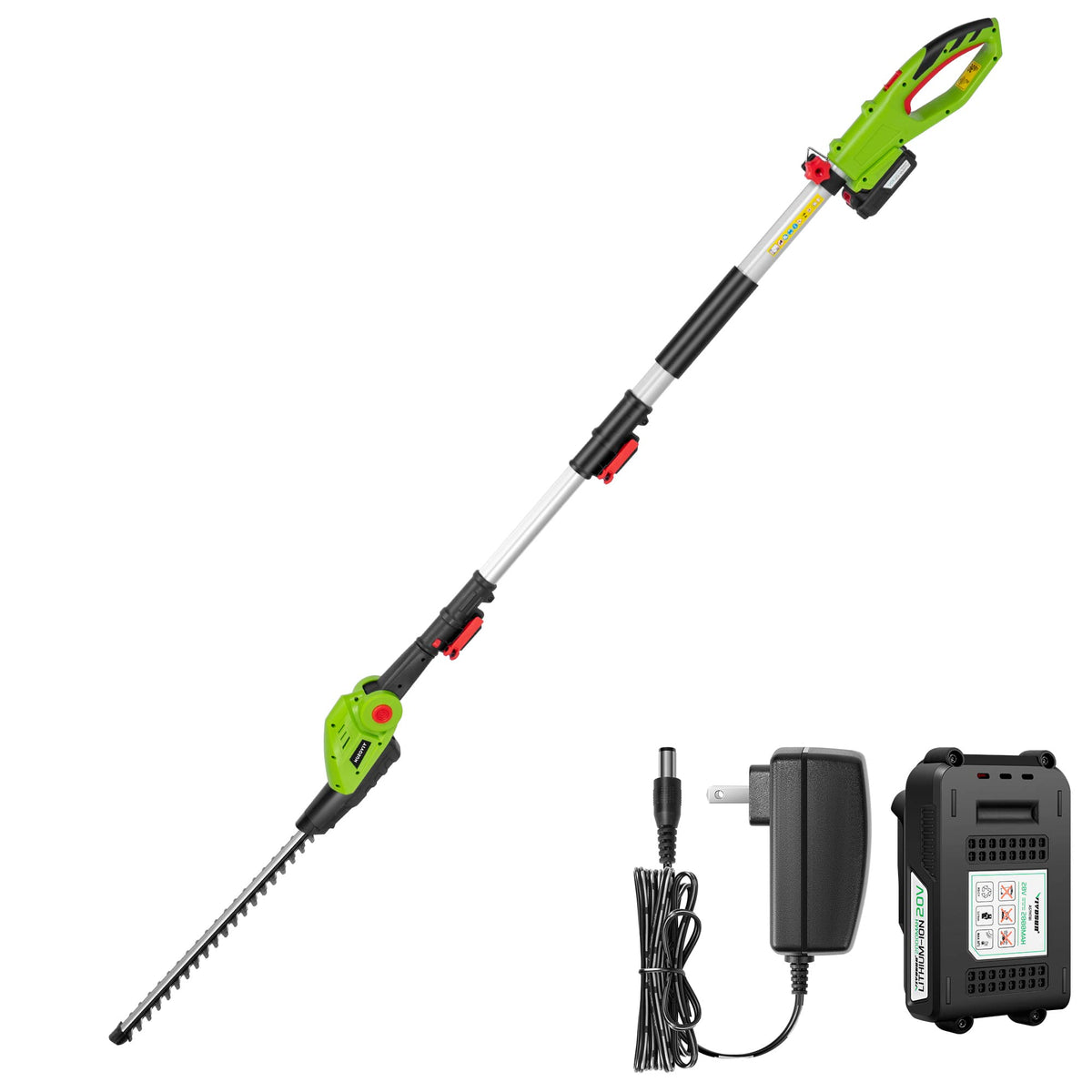 VIVOSUN 20V cordless hedge trimmer with a 20-inch blade for precise pruning.