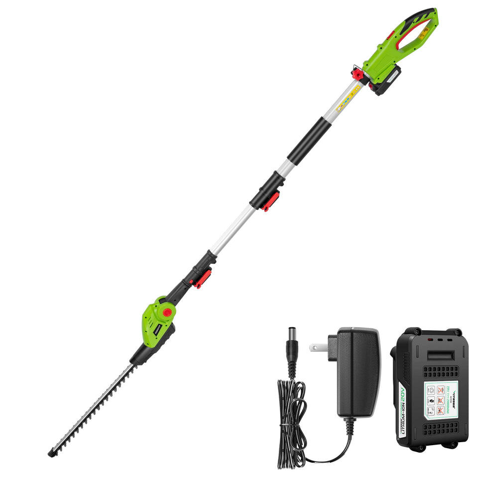 VIVOSUN 20V cordless hedge trimmer with a 20-inch blade for precise pruning.