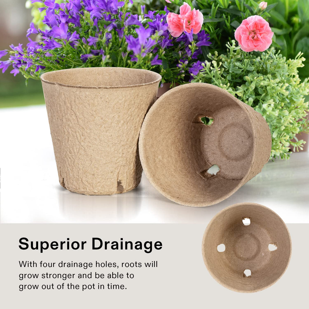 VIVOSUN peat pot measures 3.15 inches outer diameter for versatile starts