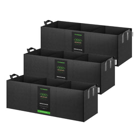 VIVOSUN 3-pack 3-grid grow bags showing space-saving balcony garden design