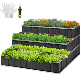 VIVOSUN 3-tier metal raised garden bed shows easy assembly and modular layers.