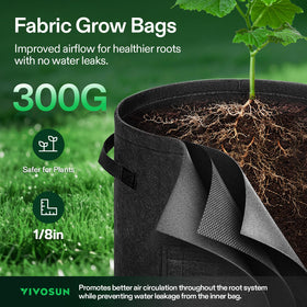 VIVOSUN 300g non-woven fabric promotes airflow and drainage.