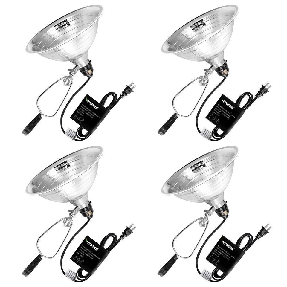 VIVOSUN clamp lamp base shows sturdy shelf mounting for versatile setups