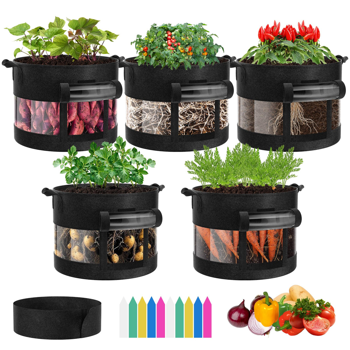 VIVOSUN potato grow bag with 360° visibility for easy root observation.
