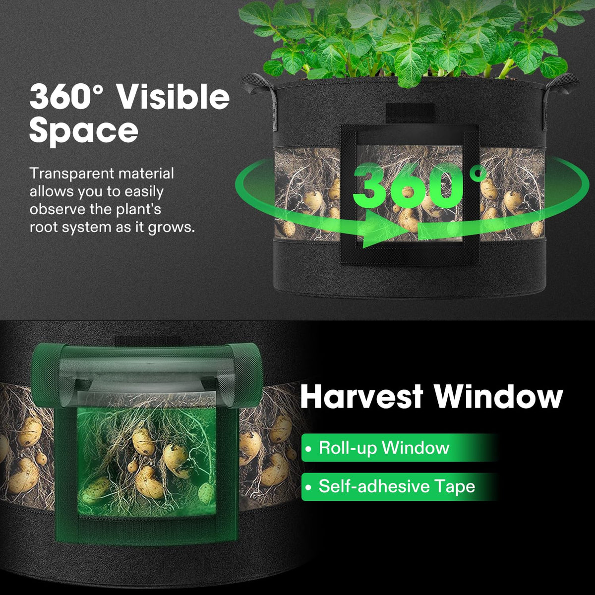 VIVOSUN harvest window allows snag-free picking without damage.