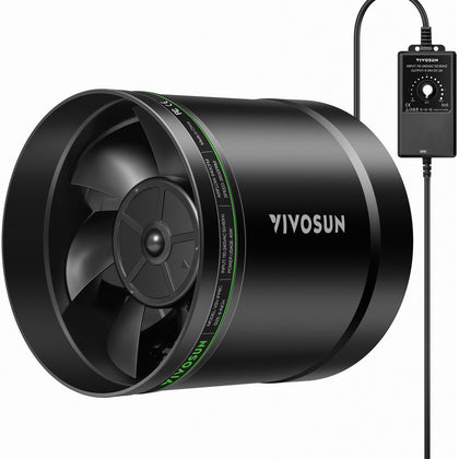 VIVOSUN 8-inch inline booster fan front view, compact design for efficient air circulation.