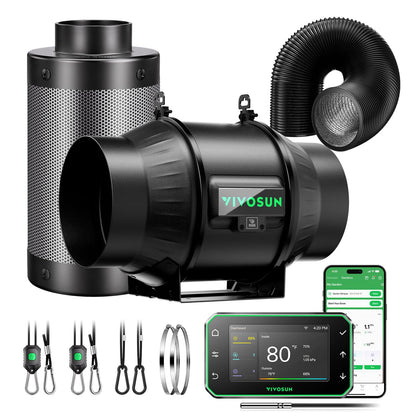 VIVOSUN AeroZesh T6 inline fan provides quiet, efficient airflow in a grow tent.