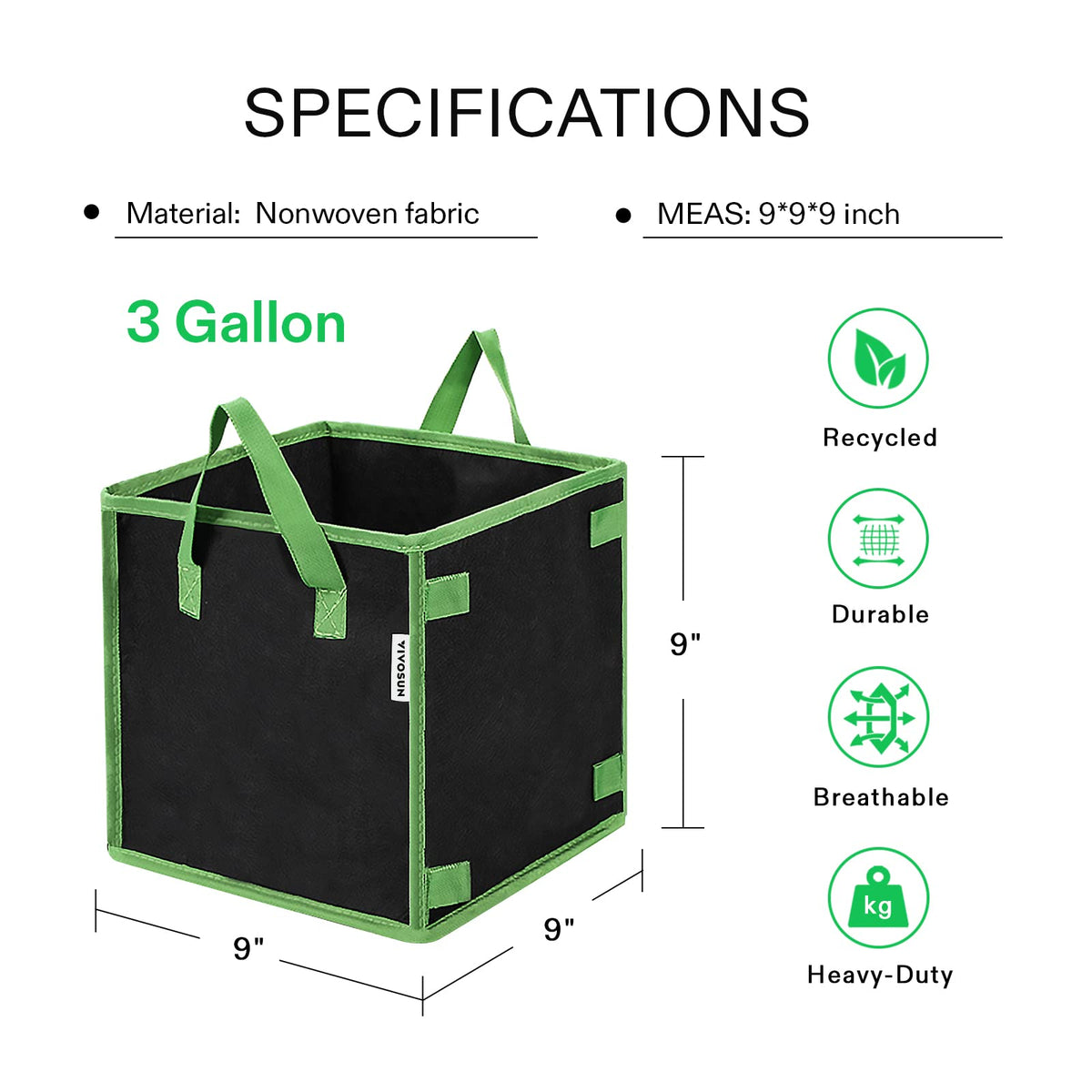 VIVOSUN breathable nonwoven fabric promoting healthy root air pruning and nutrient uptake.