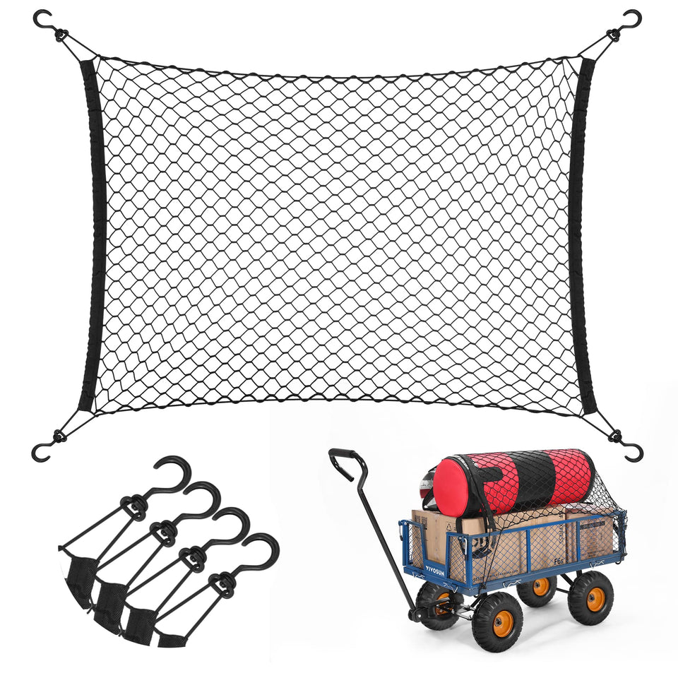 VIVOSUN cargo net on a garden wagon securely holds items during transport.