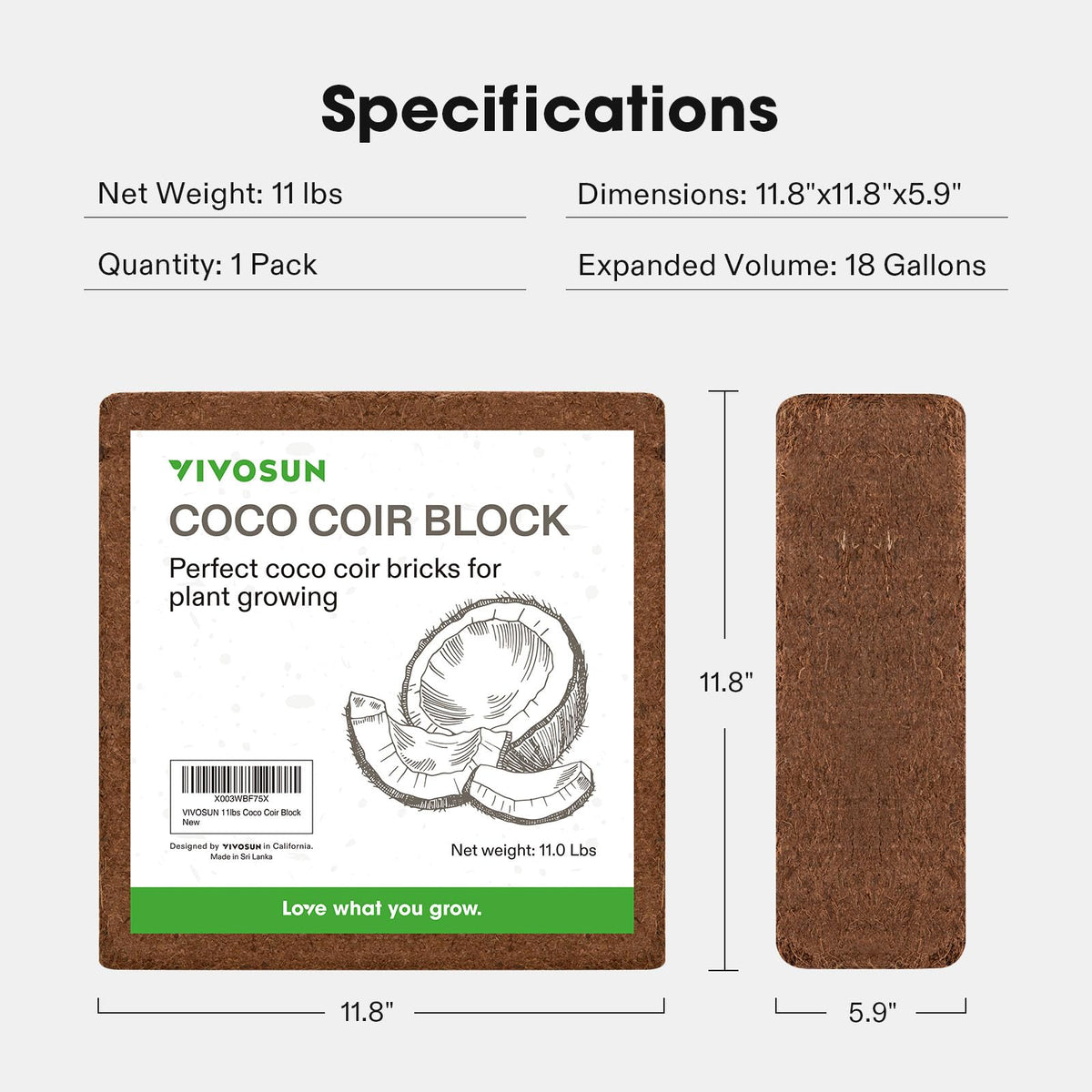 VIVOSUN Coco Coir Brick stores compactly for on-the-go gardening.