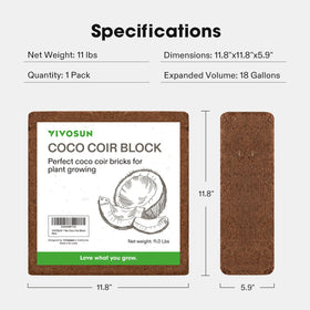 VIVOSUN Coco Coir Brick stores compactly for on-the-go gardening.