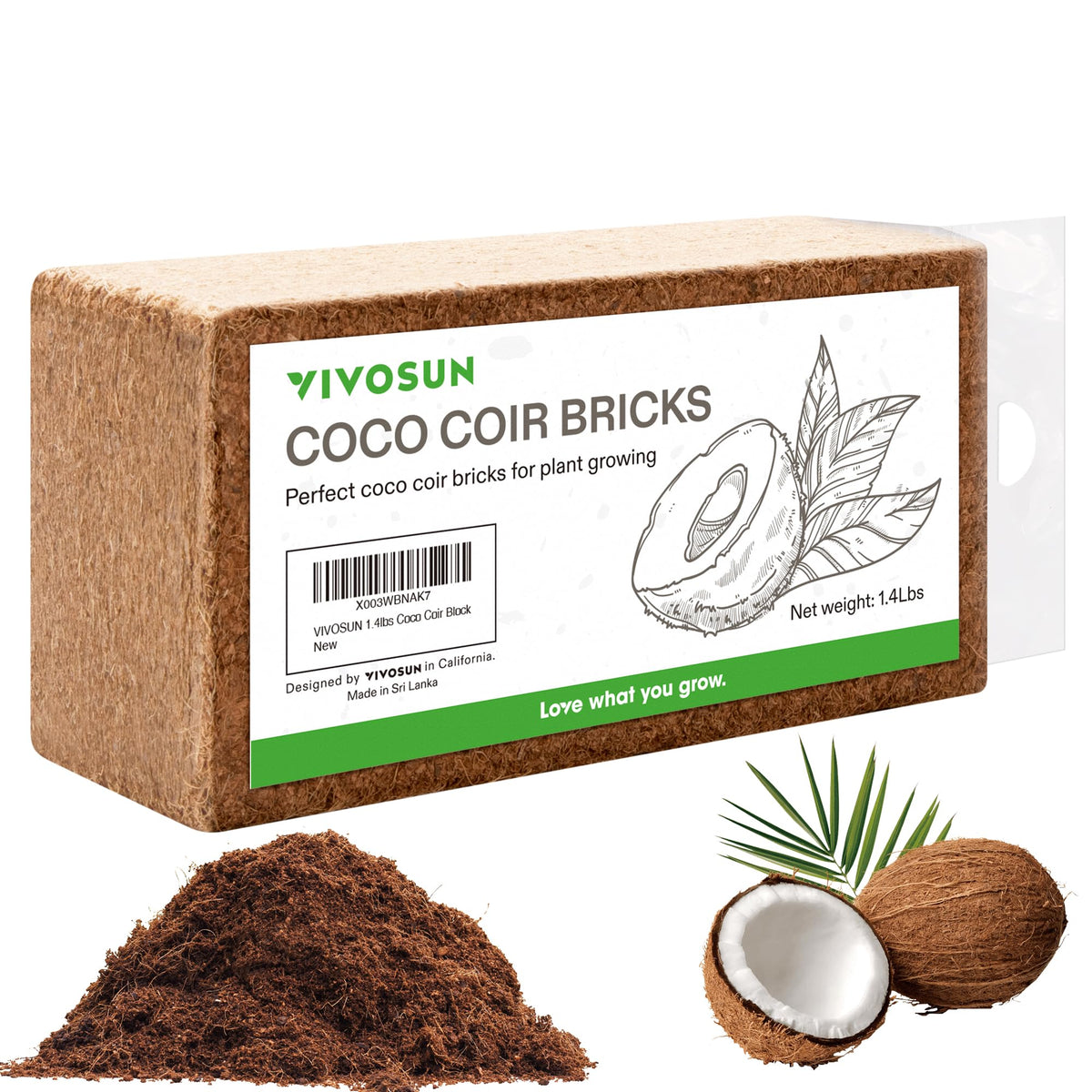 VIVOSUN Coco Coir Brick expands into a breathable growing medium for seedlings.