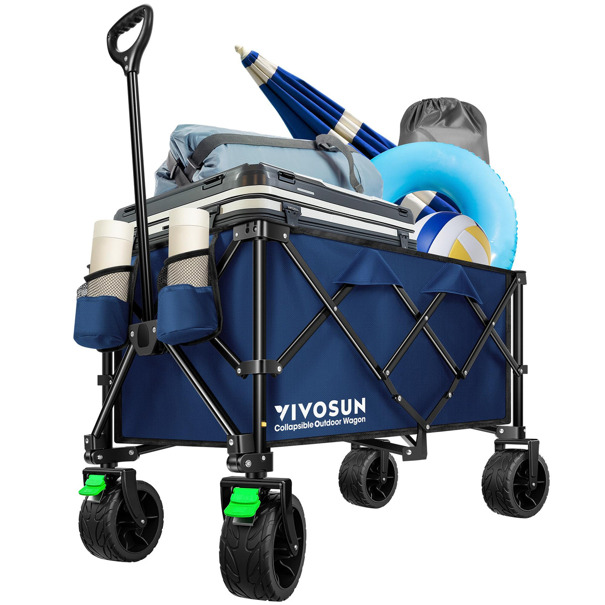 VIVOSUN collapsible folding wagon main view for versatile outdoor hauling.