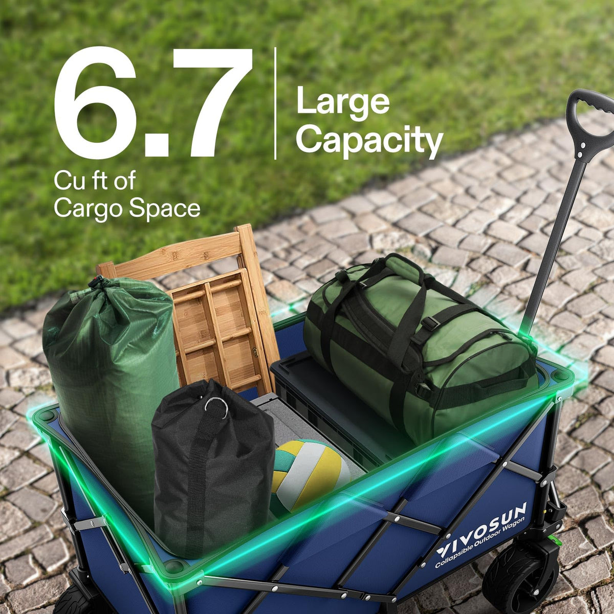 VIVOSUN folding wagon side pocket and zipper for valuables on the go.