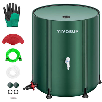 VIVOSUN collapsible rain barrel top view showing efficient rain capture for gardens