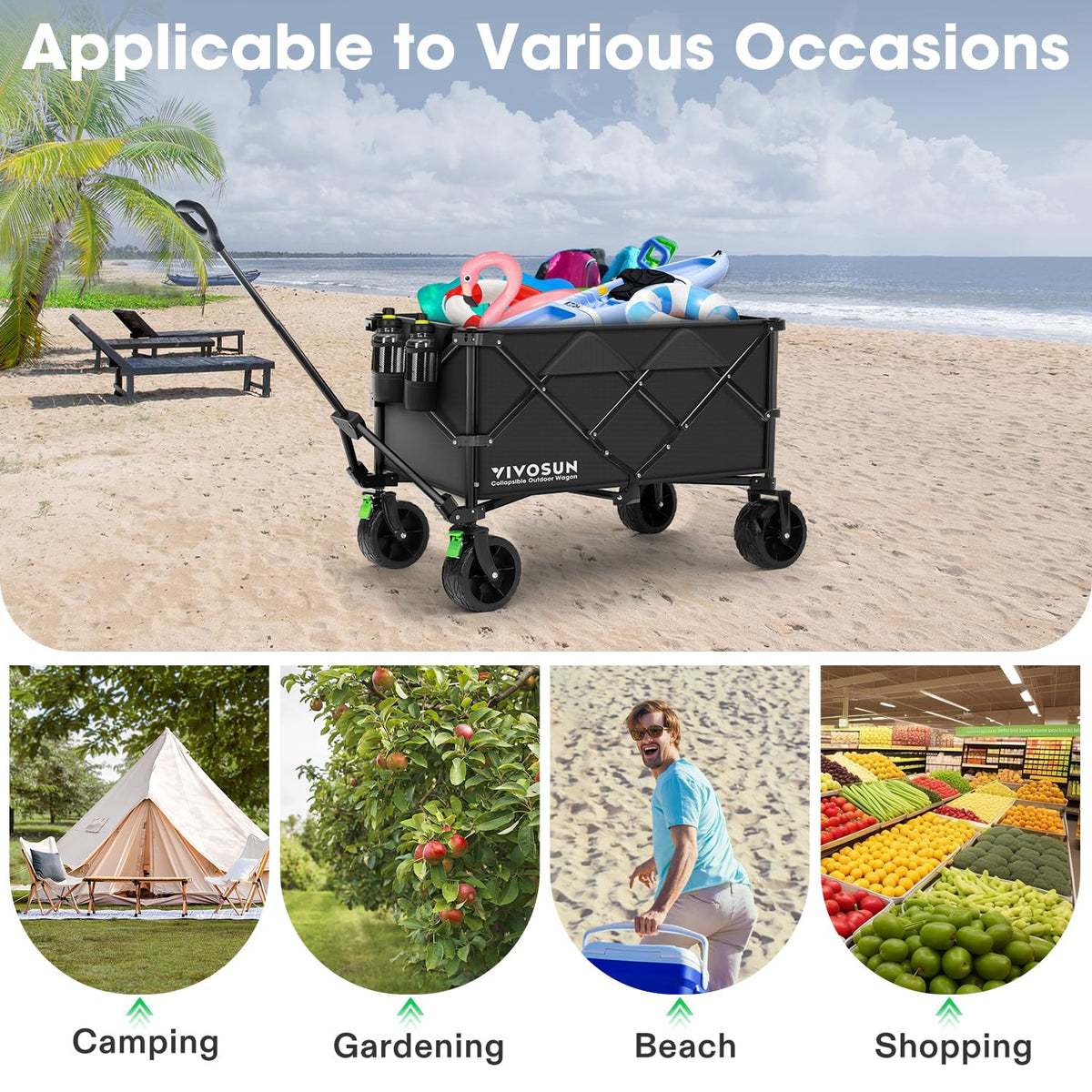 VIVOSUN wagon water-repellent fabric resists moisture.