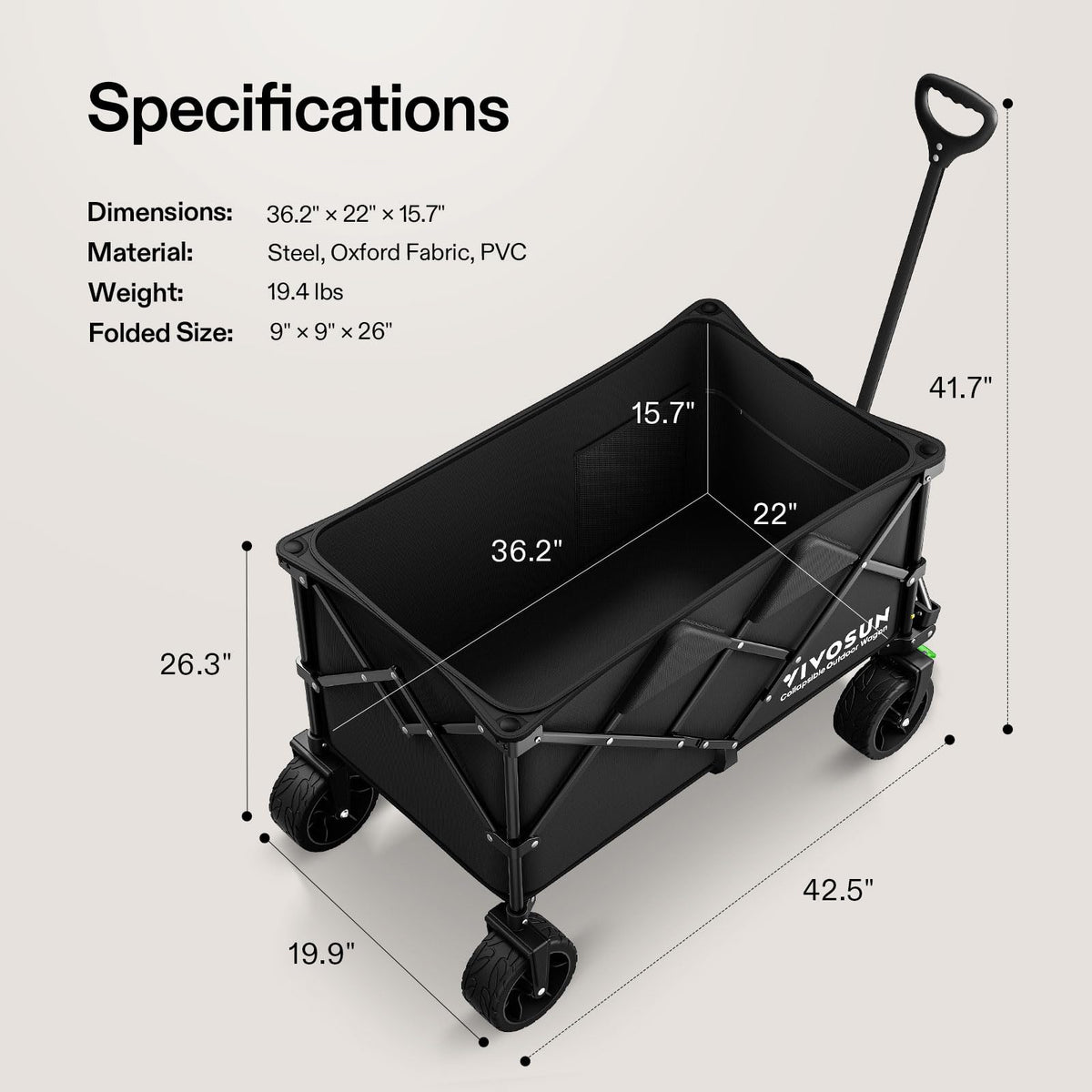 VIVOSUN wagon folded compactly for simple storage.