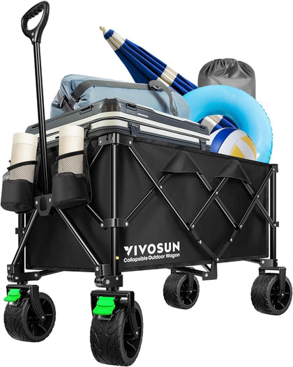 VIVOSUN collapsible wagon open at full size for easy gear transport.