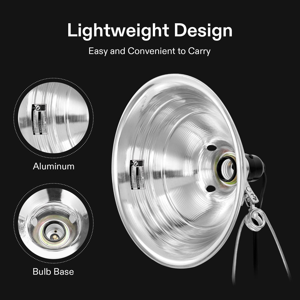 VIVOSUN detachable reflector 8.5 inch enhances light reflection and coverage