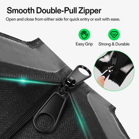 Close-up of VIVOSUN double-pull zipper for smooth operation
