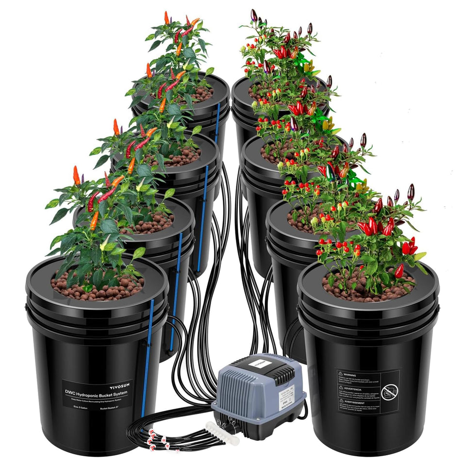 VIVOSUN DWC grow system with top drip kit for efficient nutrient circulation.