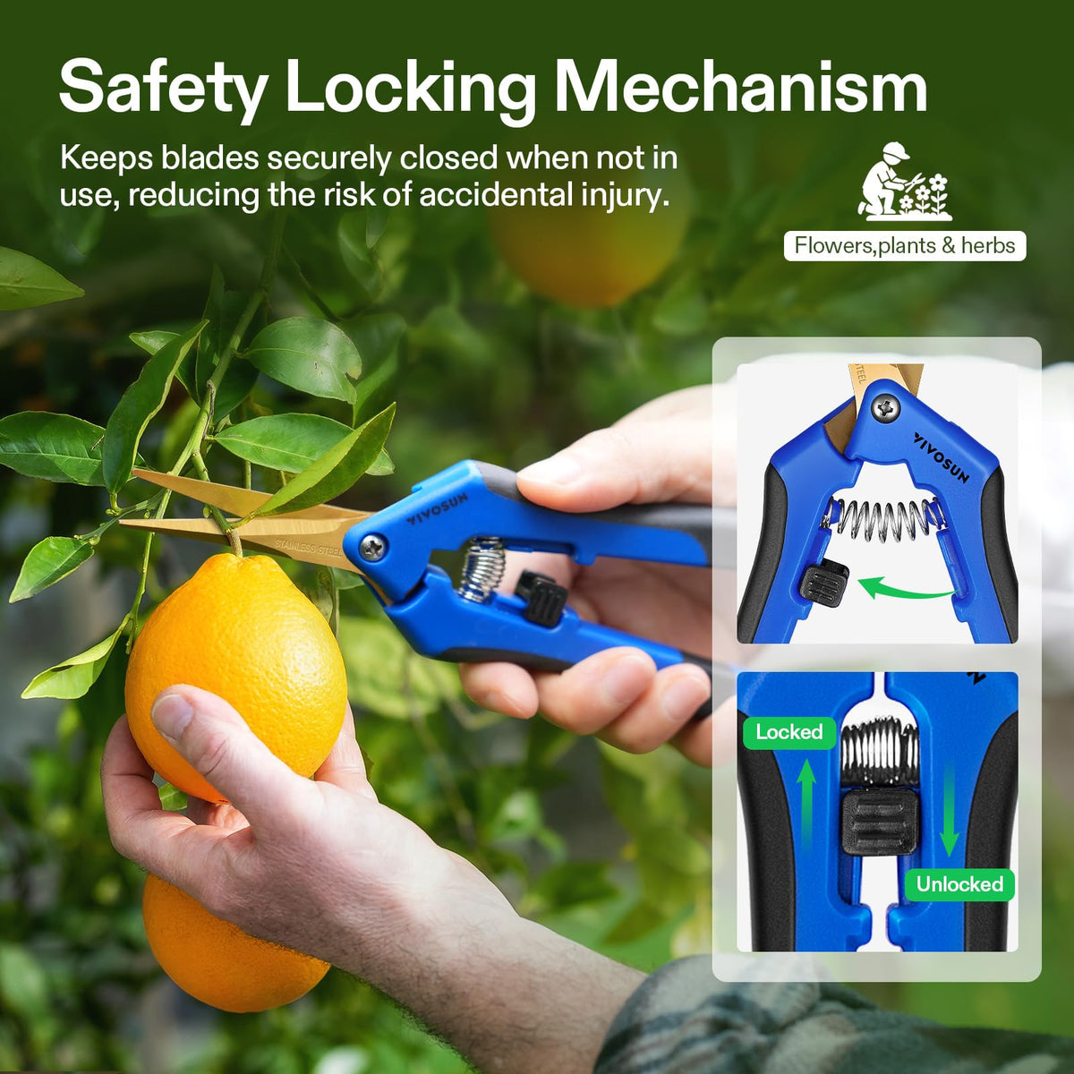 Ergonomic grip handles enhance comfort during long pruning tasks