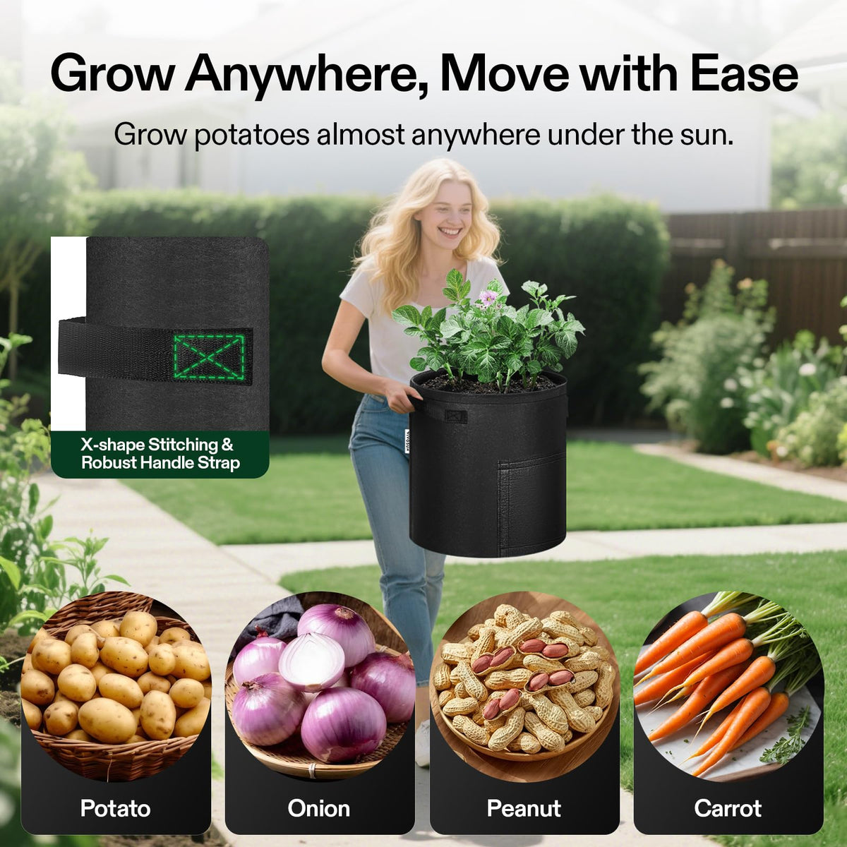 VIVOSUN lightweight fabric bags provide portable growing options.