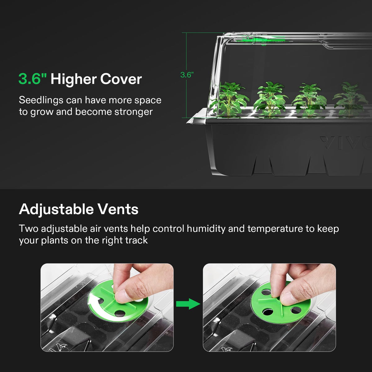 VIVOSUN green propagation tray supports healthy seedling development