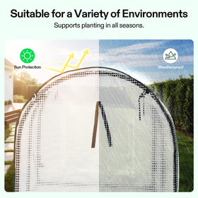 VIVOSUN greenhouse using ground anchors for enhanced stability outdoors.