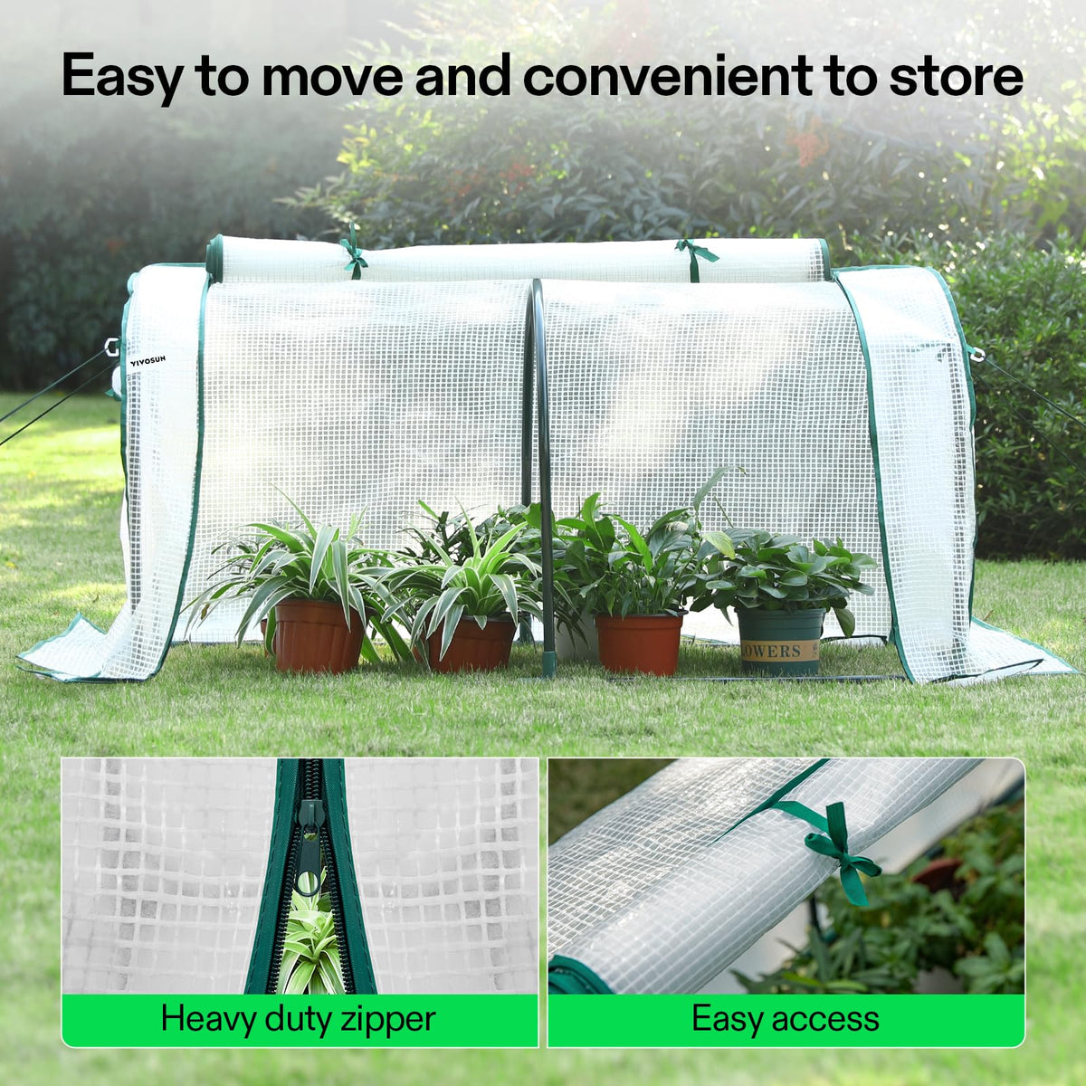 VIVOSUN zippered door enables airflow control and convenient access.