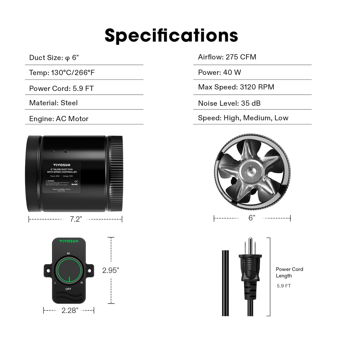 VIVOSUN grow tent intake or exhaust setup for balanced airflow