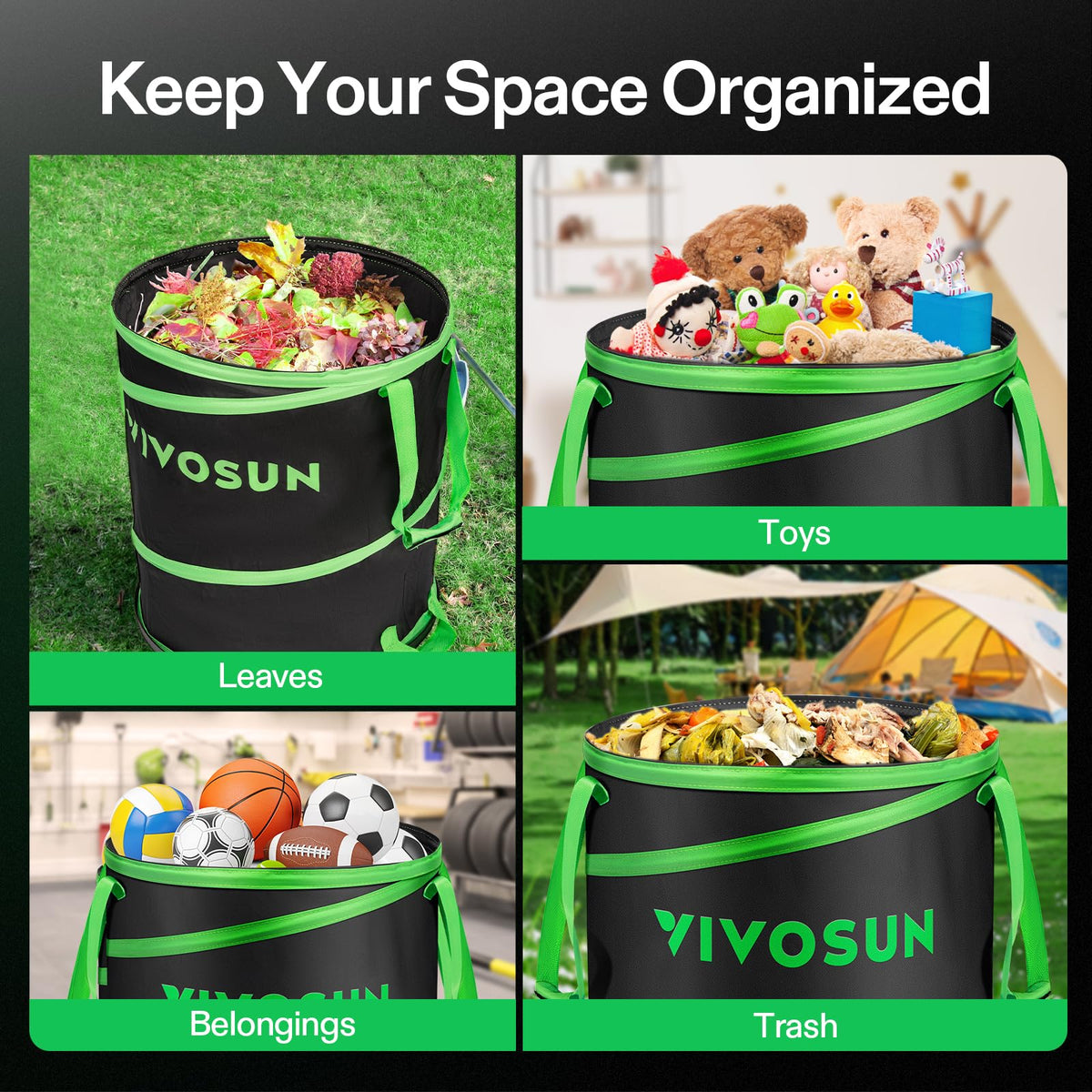 VIVOSUN large capacity ideal for leaves, twigs, and grass clippings