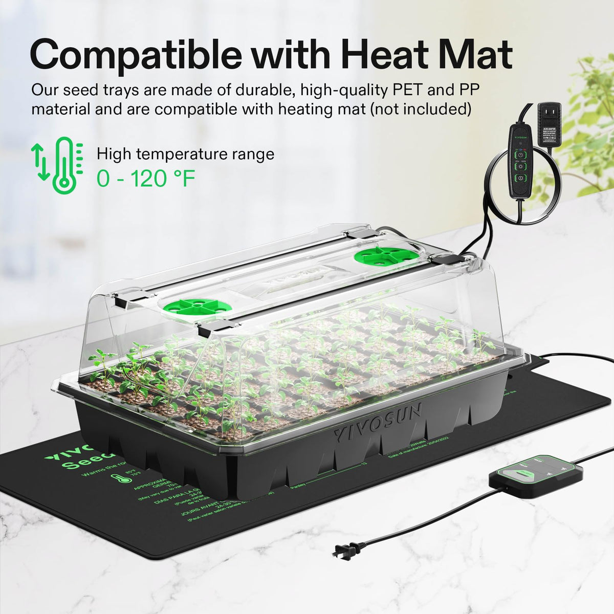 VIVOSUN two LED light sets illuminate seedlings for steady growth