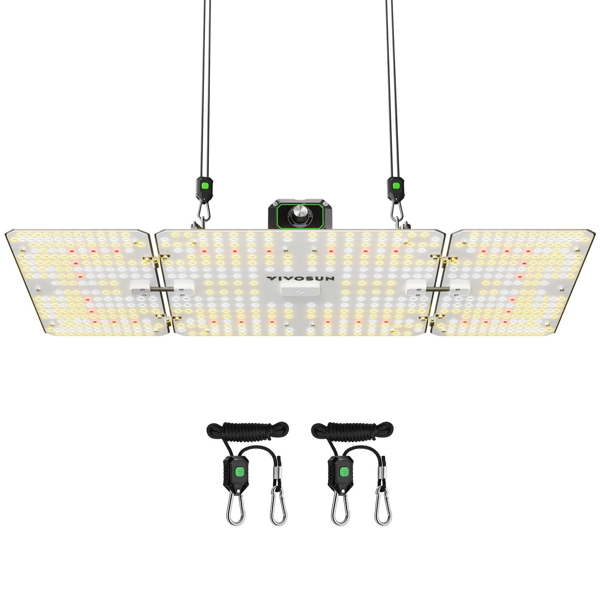 VIVOSUN LumaLight 200W front view showing compact full-spectrum design for seedlings.