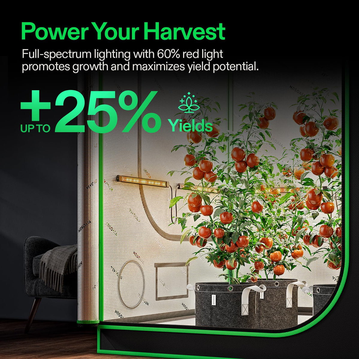 VIVOSUN Lumaray bars show 60% red spectrum for flowering potential