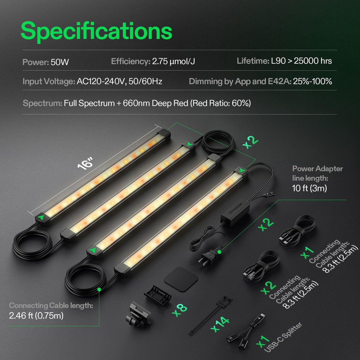 VIVOSUN included setup accessories simplify mounting and customization