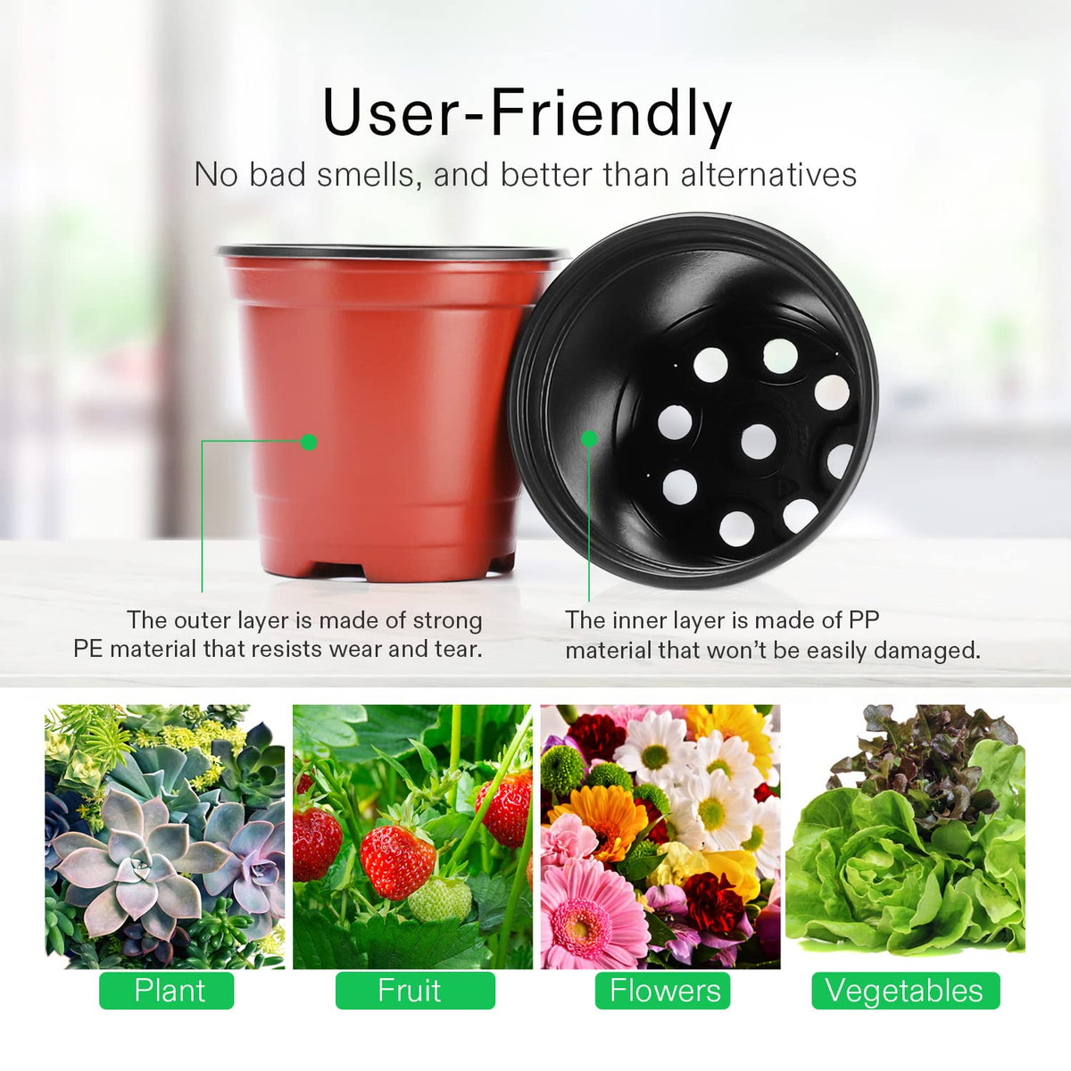 VIVOSUN 4-inch nursery pot with stackable design for easy storage.