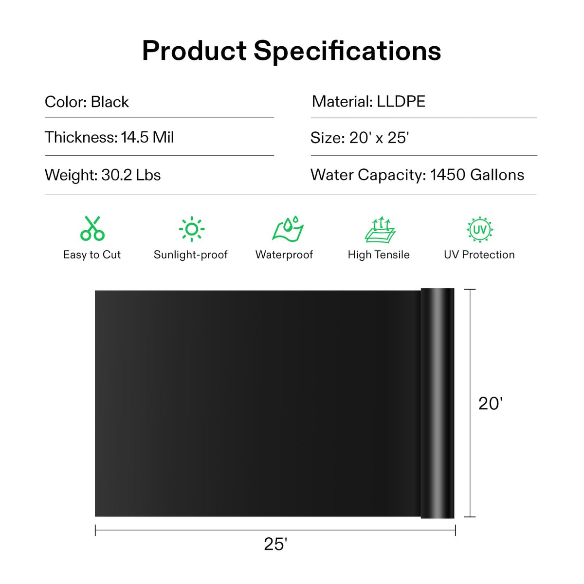 VIVOSUN pond liner designed for outdoor ponds, offering extended lifespan.