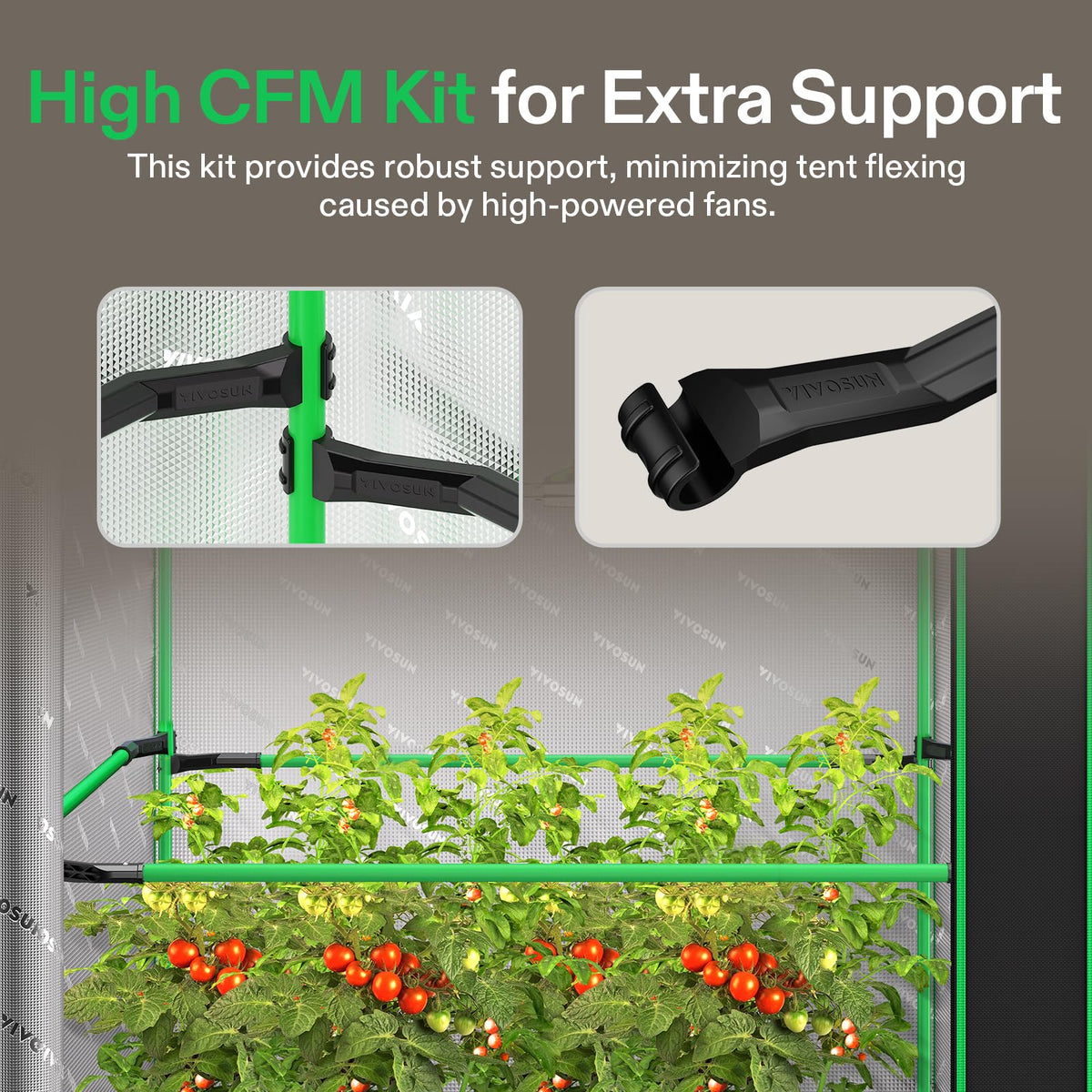 VIVOSUN PRO grow tent three hanging bars for flexible plant support