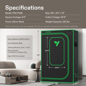 VIVOSUN PRO grow tent high CFM kit detail for added stability